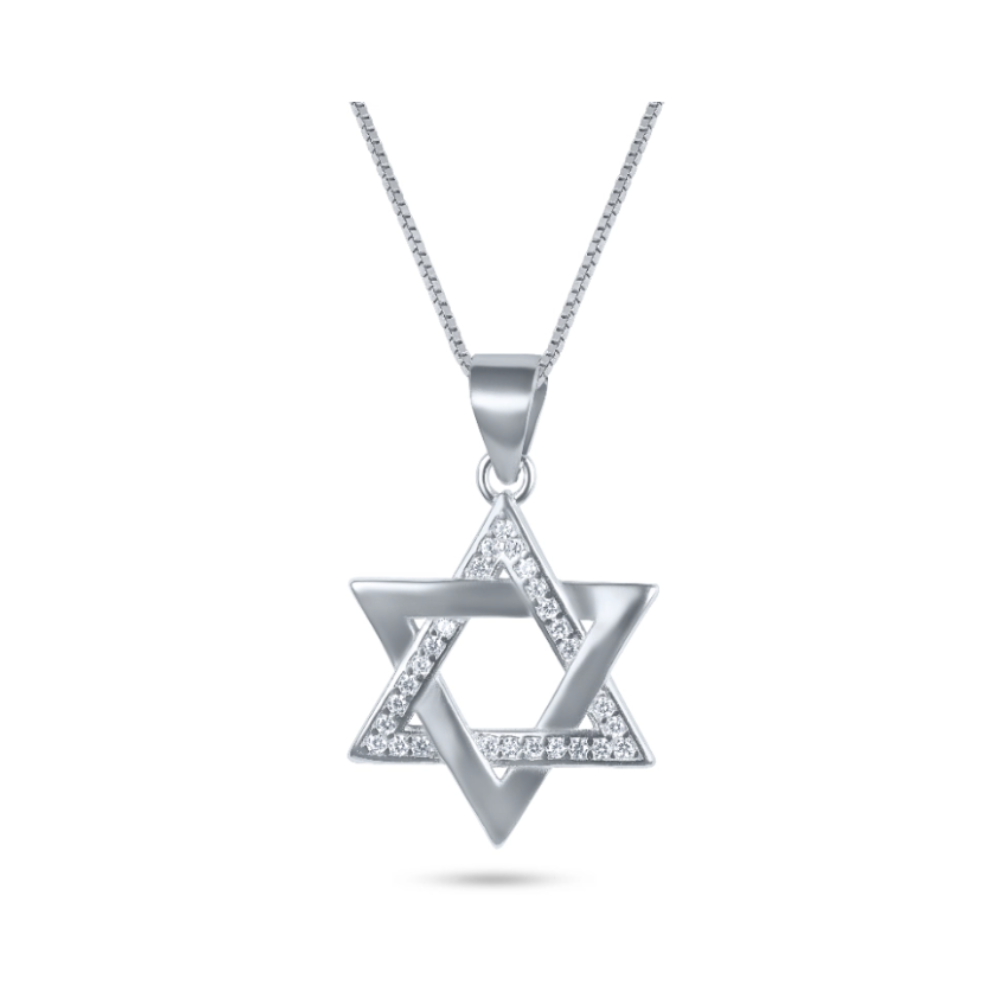 שרשרת מגן דוד חצי משובצת